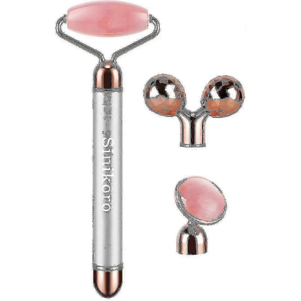 3 In 1 Electric Jade Massager 3d Roller And Facial Massager Rose Quartz