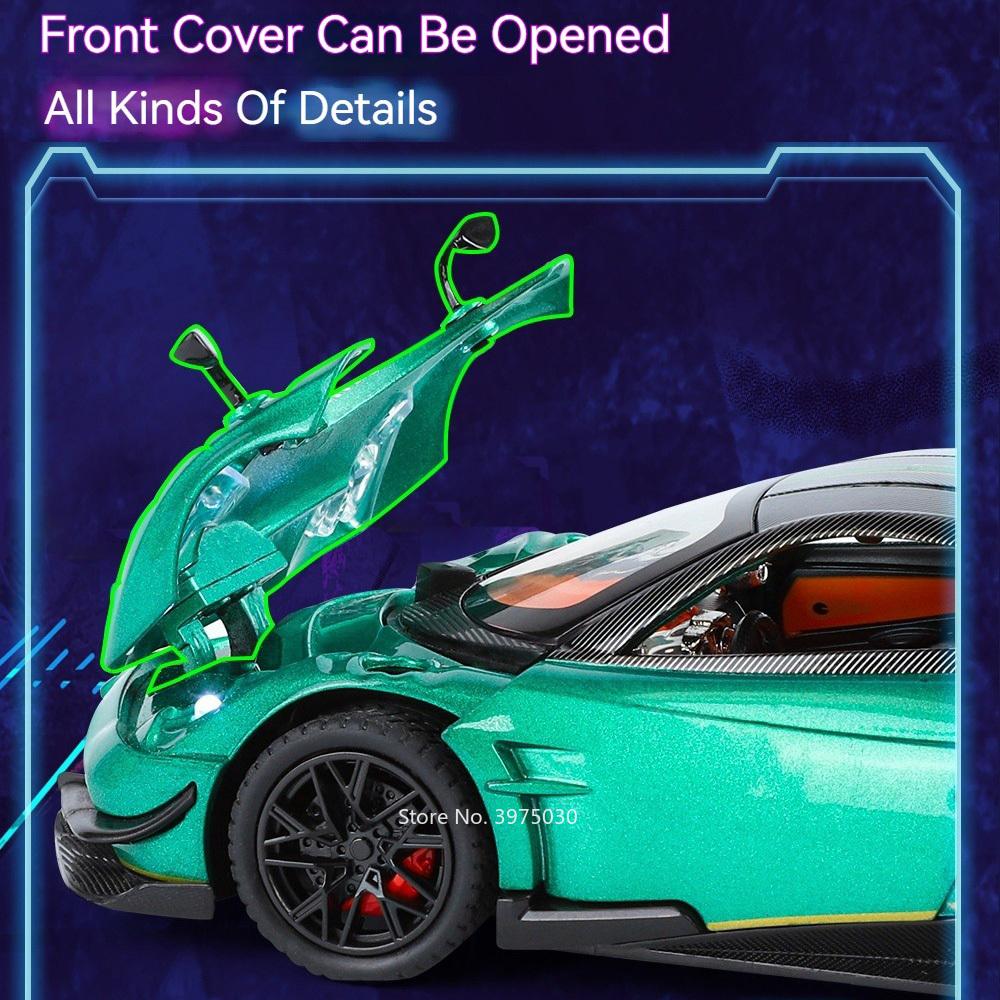 1:Масштаб 24 Pagani Huayra Bc Модели Игрушечные Машинки Свет Музыка Суперкар Резиновые Шины Спортивный Автомобиль Колесо Оттянуть Назад Транспортное Средство Подарок Для Детей Взрослых