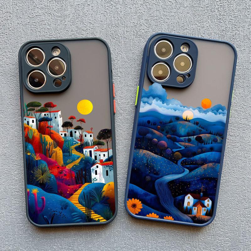 Желтый Горный Закат Чехол для Телефона Для iPhone 16 14 15 11 12 13 Pro Max Mini XR X XS 7 8 Plus SE Природный Пейзаж Ударопрочный Чехол