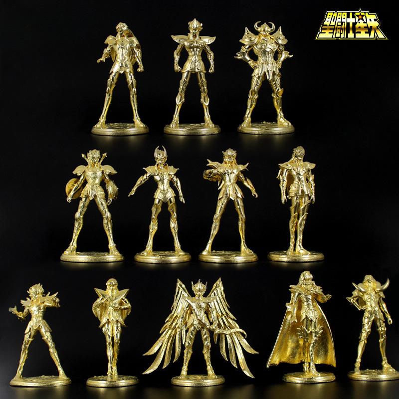 Saint Seiya Металлическая латунная аниме-фигурка 5 см Знак зодиака Глазурованная модель солдата Игрушка Настольная игра Шахматная фигурка Украшение Подарок