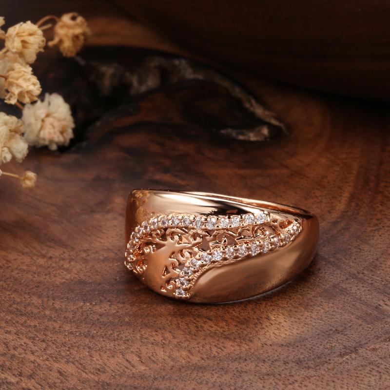Kinel Glossy Rose Gold Color Rings For Women Big Size Luxury Rings