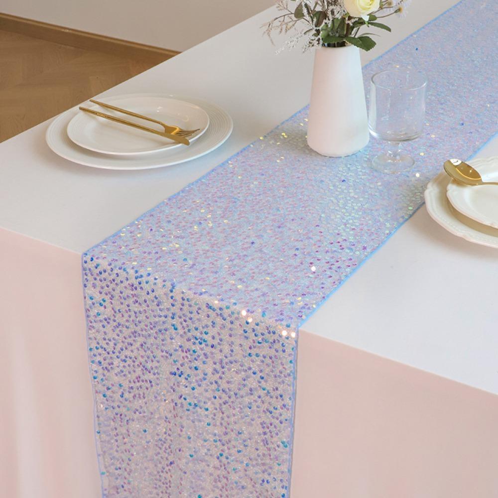 Glitter Mermaid Theme Table Runner Rectangular Table Cover Gorgeous Table Cloth  Wedding