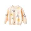 Snoopy Girls' Fleece-Lined Floral Pullover Sweater