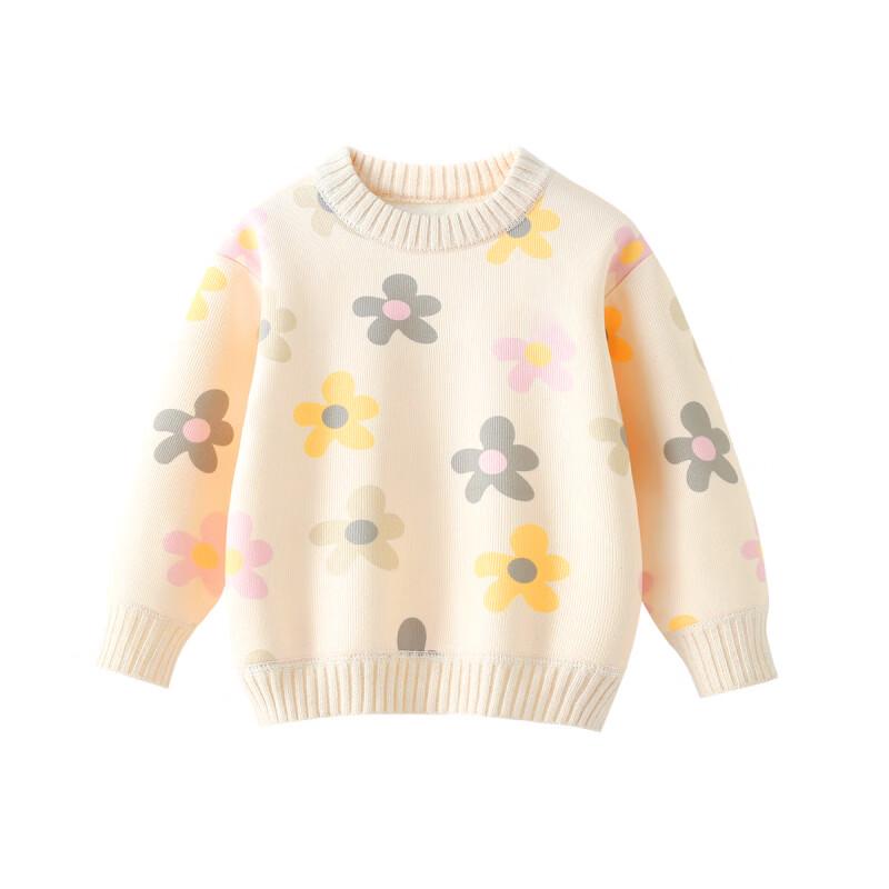Snoopy Girls' Fleece-Lined Floral Pullover Sweater