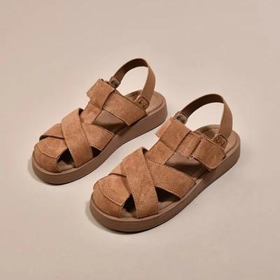 Модные женские летние сандалии из мягкой кожи, дышащие, с перфорацией, слипоны, резиновая подошва, сандалии из микрофибры, улучшенные, в корейском стиле