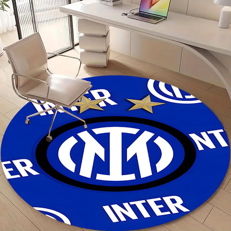 1pc I-Internazionale Milano Print Round Carpet Chair Round Carpet Suitable for Bedroom Living Room Home Decorative Carpet