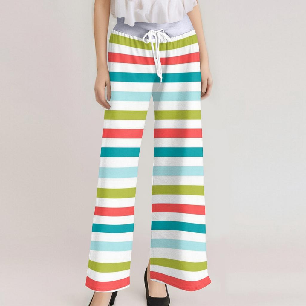 Женские модные повседневные удобные пижамные брюки с принтом и широкими штанинами на шнурке