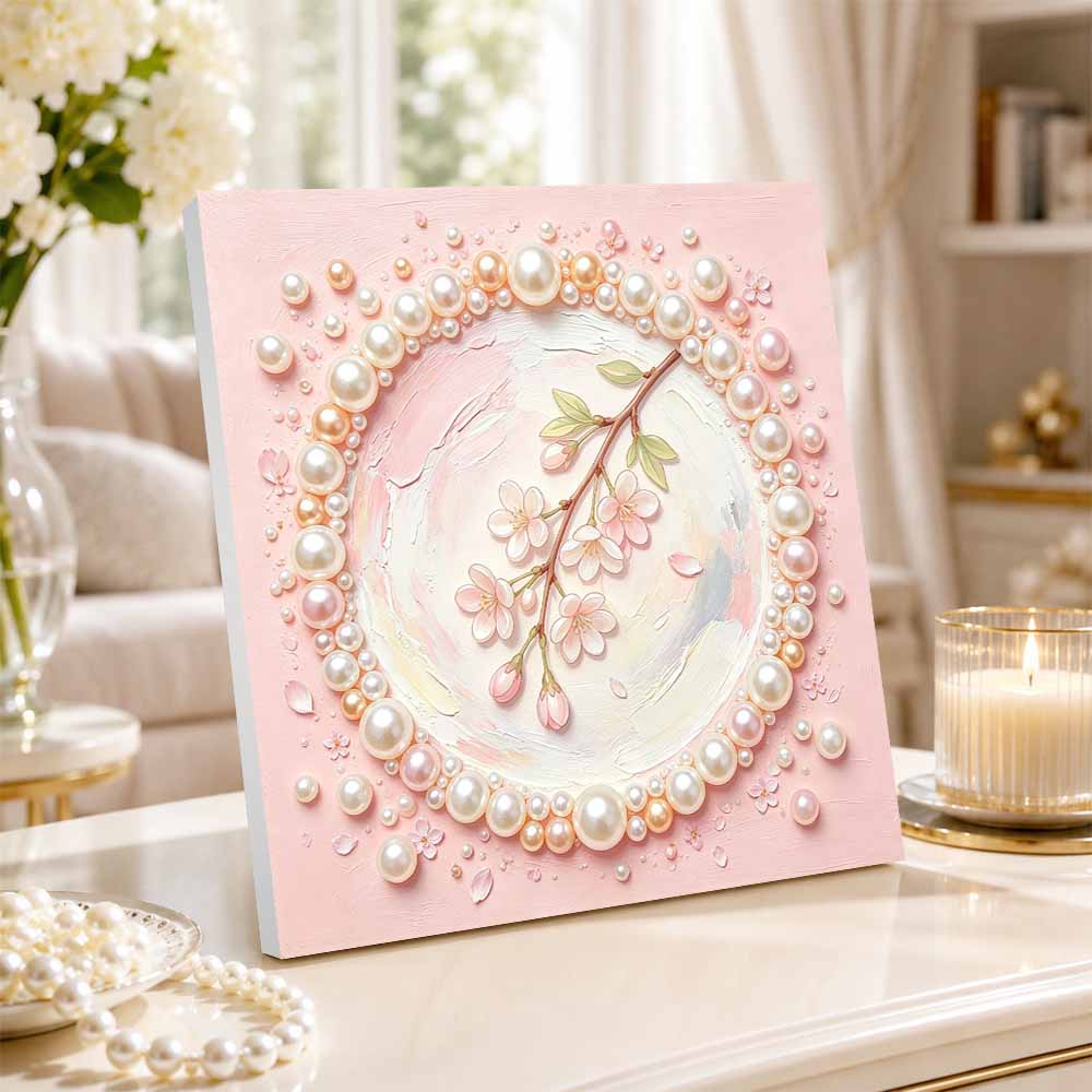 Pearl painting kit DIY cherry blossom floral art. home or office wall decoration