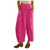 Women Plus Size Wide Leg Linen Pants Middle Waist Summer Baggy Pants