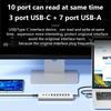 Док-станция-хаб USB 3.2 10 Гбит/с, разветвитель Type-C, адаптер для передачи данных с кардридером, мульти 7/8 портов, переключатель для ПК, ноутбука