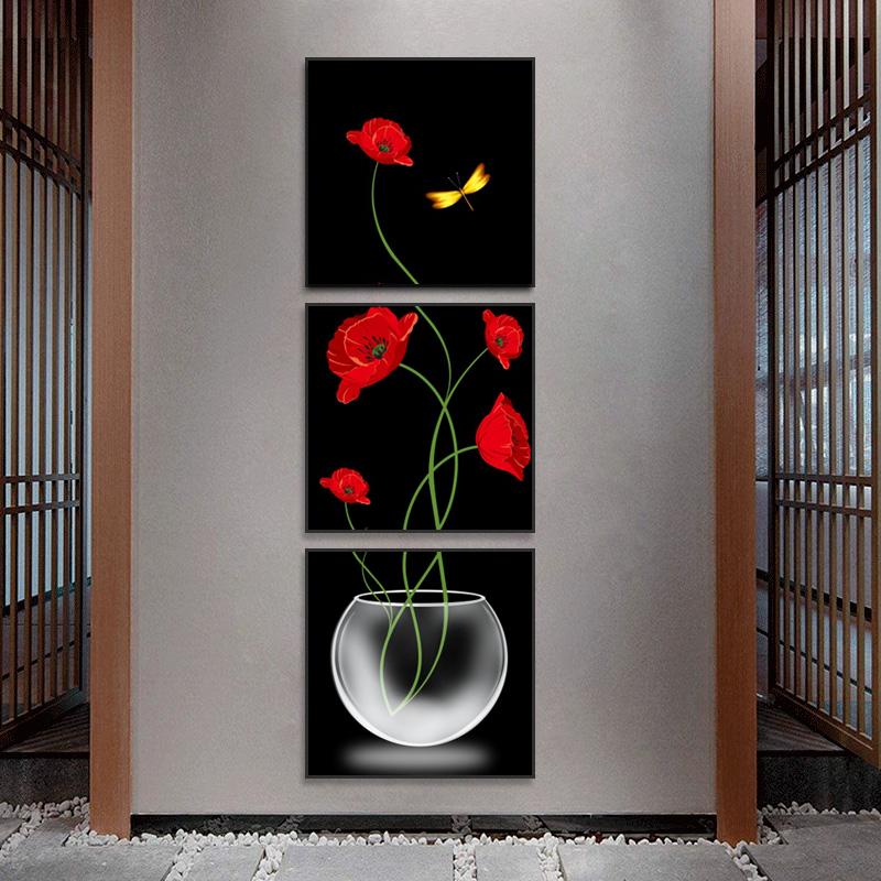 3 шт. ваза с тюльпанами, цветами, плакатами, принтами, настенная живопись на холсте для гостиной, украшения крыльца, современный домашний декор