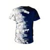 Мужские крутые футболки контрастного цвета с 3D-принтом для тай-дай, эластичный полиэстер, спортивная одежда, топы с коротким рукавом, летняя одежда