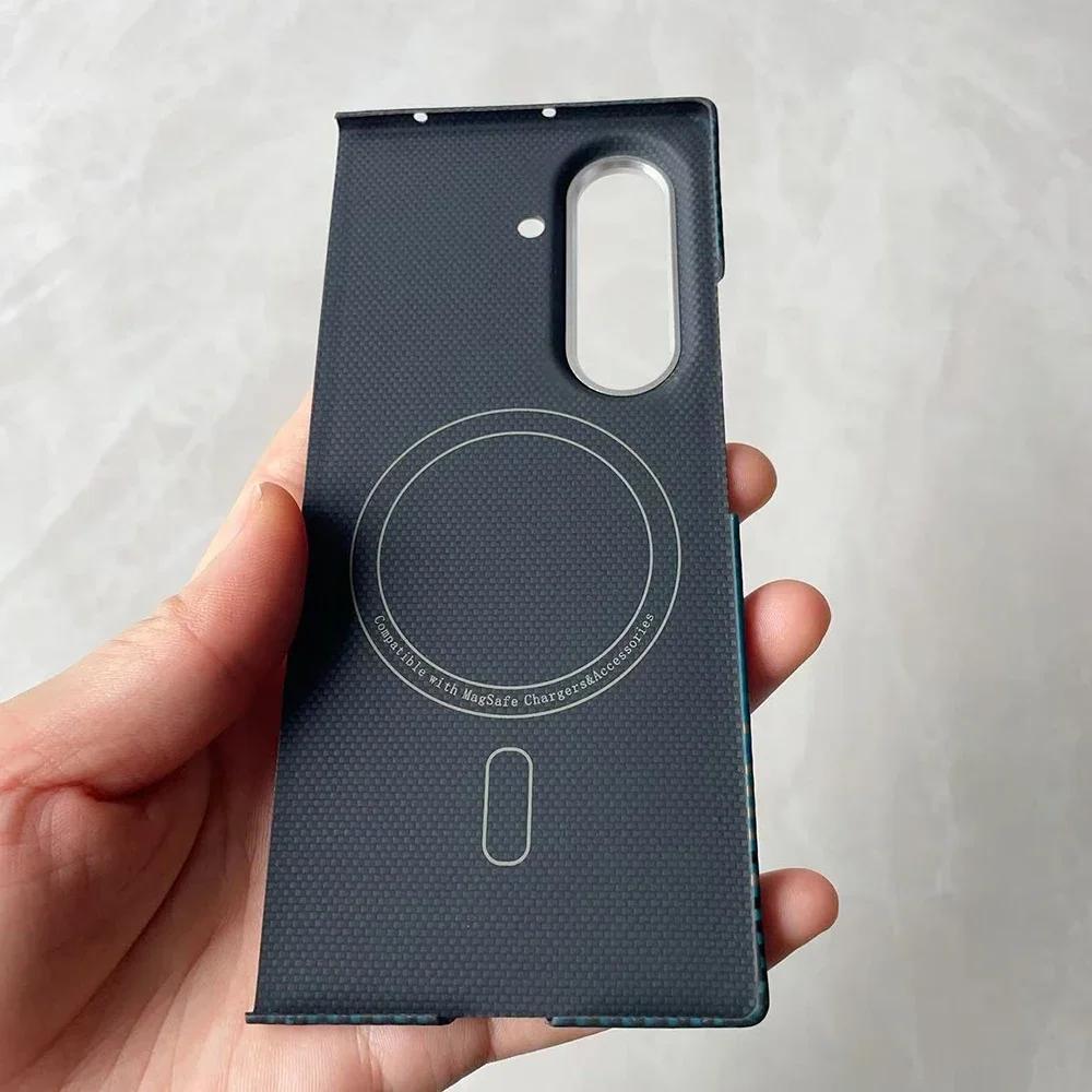 Ультралегкий тонкий чехол-скин из арамидной углеродной ткани 1500D для Samsung Galaxy Z Fold 7 6, с магнитной беспроводной зарядкой, противоударный