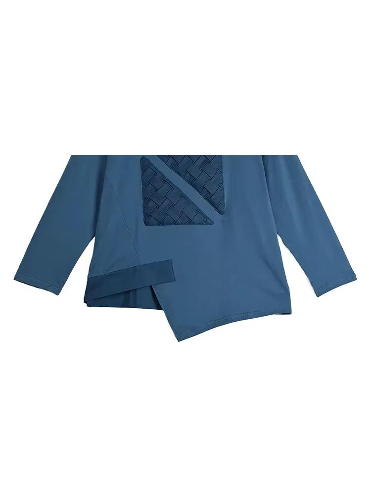 Xitao Однотонная женская футболка с длинным рукавом в стиле пэчворк LJ1078