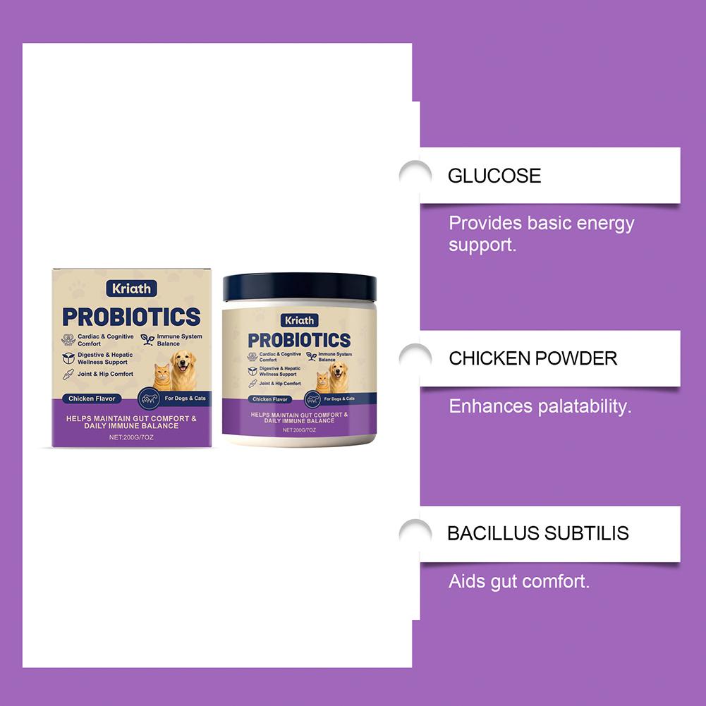 200g Probiotics Powder For Dogs Cats Digestive Supplement For Gut Health Chicken Flavour For Daily Well-Ness Routine2