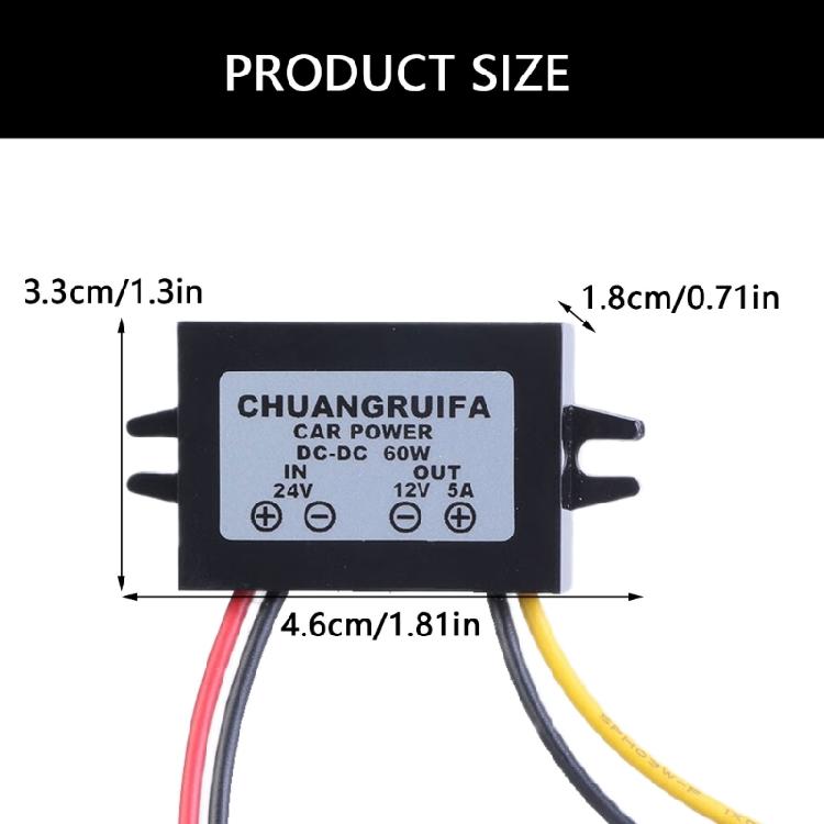 24V to 12V 5A 60W Voltages Regulator Power Adapter Module for Car Auditory Systems and Monitoring Equipment