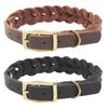 Soft Braided Dog Collar Heavy Duty Puppy Neck Strap Reusable Leather Dog Collar  Outdoor