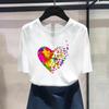 Asian Size-Print Ladies Female T Clothing Casual Love Heart Style Trend Cute 90s Women's Summer Top Graphic Tee Fashion Short Sleeve T-shirt