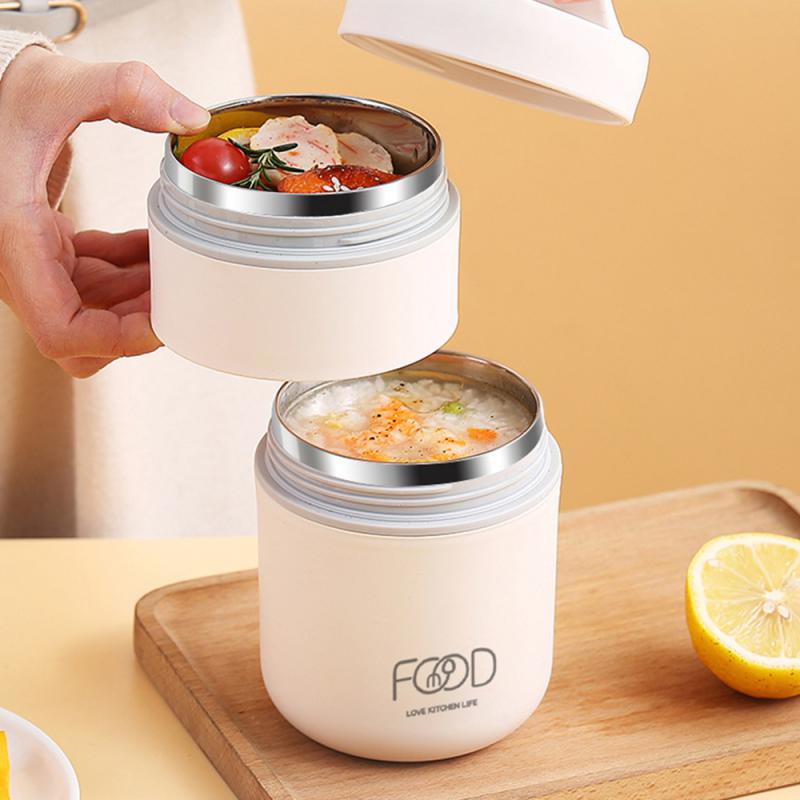 510ml Stainless Steel Lunch Box with Spoon Thermal Food Container Vaccum Cup Insulate Bento Box Thermos Soup Cup For Kids School