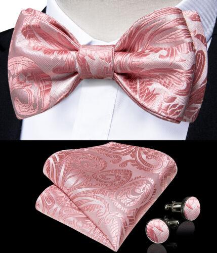 Мужской шелковый галстук-бабочка, синий регулируемый галстук-бабочка, набор запонок с цветочным принтом пейсли