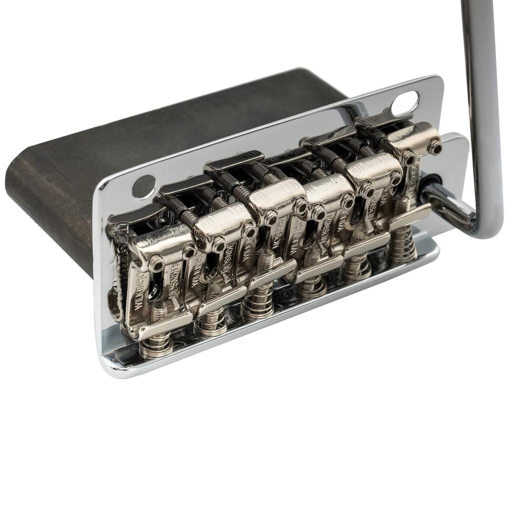 Wilkinson Tremolo Bridge Unit with Vintage Steel Saddles and Full Steel Block for Strat Chrome WV2-SB 10.8mm Two-Piece Imported/Japanese Guitars,