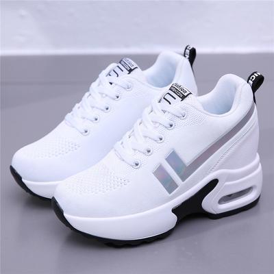 Новые стильные белые сетчатые белые туфли стелька увеличивающая рост женские кроссовки женская обувь для отдыха туристическая обувь