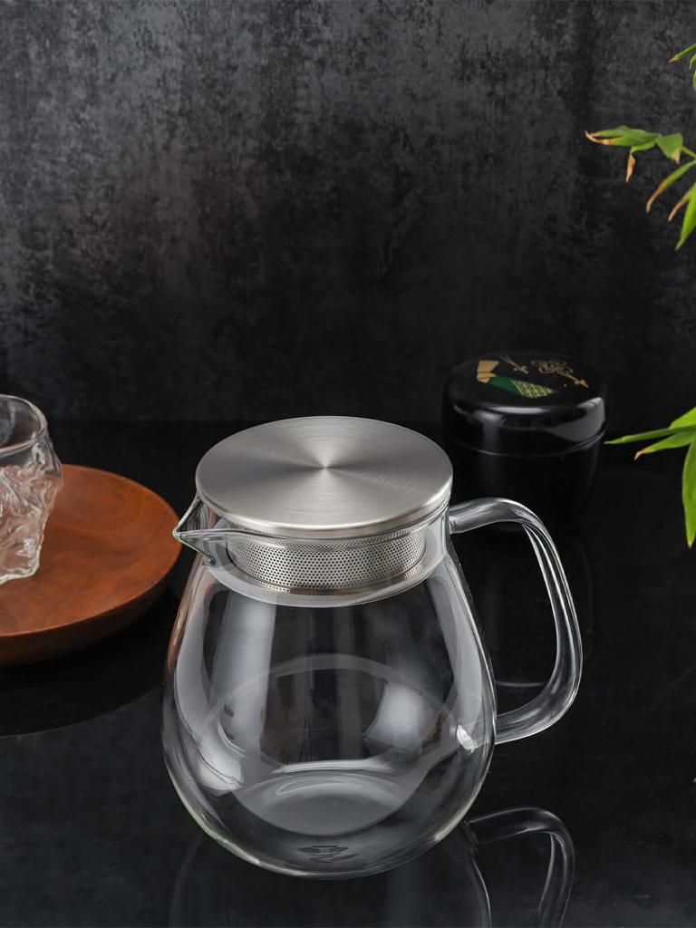 IwaiLoft Leaf Pot Pure, Термостойкий стеклянный чайник/кофейник, Безопасен для использования в микроволновой печи и посудомоечной машине (700мл)
