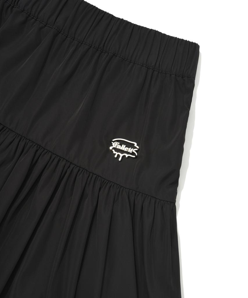 Pallet Layered Shirred Mini Skirt Black
