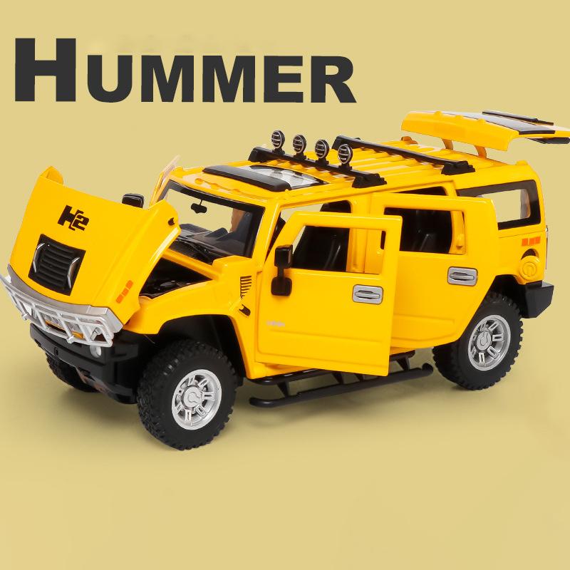 1/24 Hummer H2 Alloy Car Model Diecasts Metal Toys Vehicles High Simulation Sound Light Collection Kids Exclusive Birthday Gifts