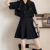 Spring Korean Temperament Suit, Short Top, Loose Small Suit, High Waist Pleated Skirt, College Style Two-piece Suit