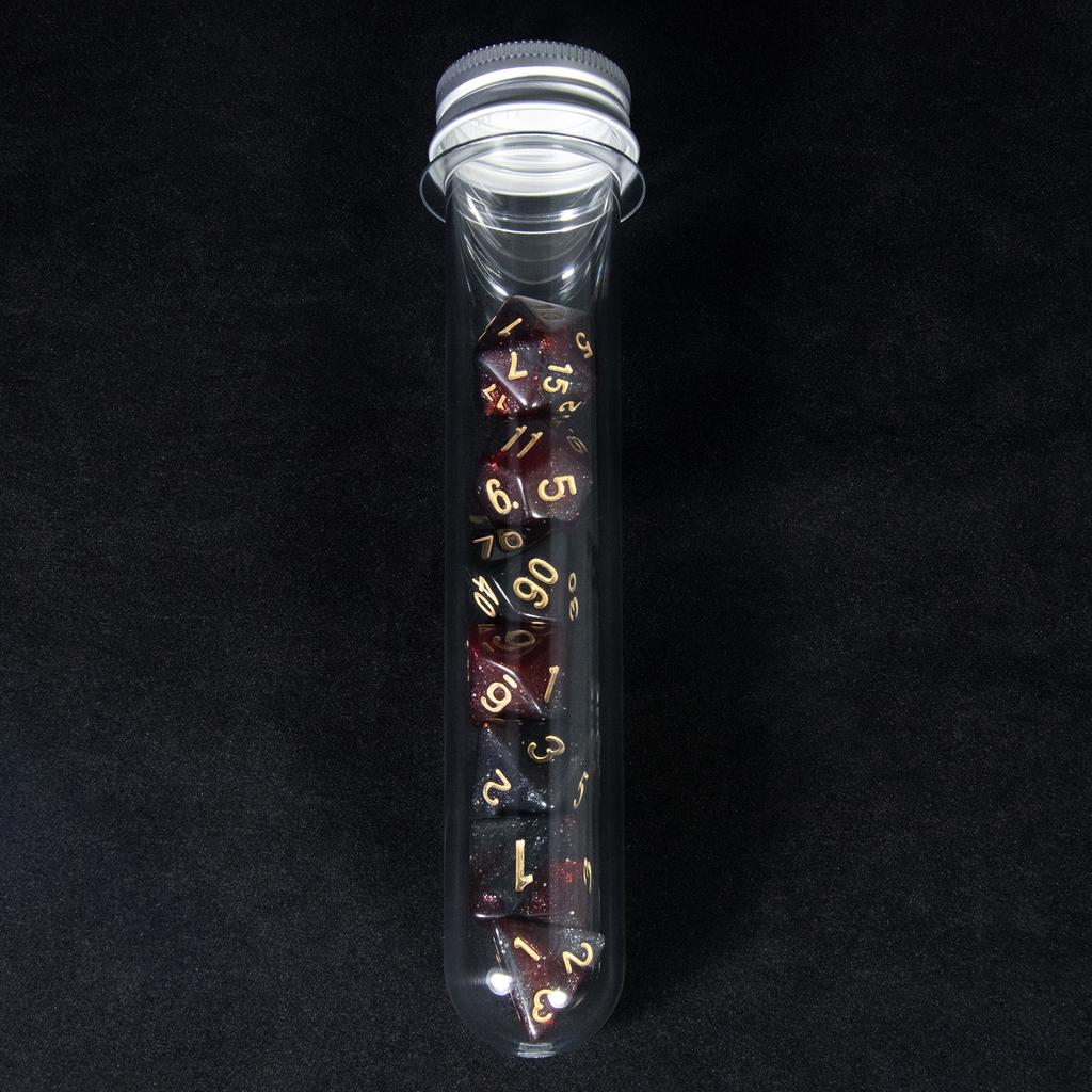 Cosmic Dice 7pcs DND Polyhedral Dice with Tube for Board Games /Teaching Math Party Accessories Multi Sided Dices Set