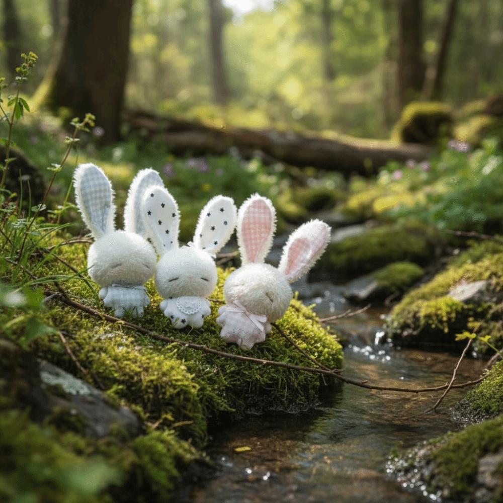 Soft Stuffed Rabbit Doll Pendant Long Ear Stuffed Bag Charm Cartoon Backpack Pendant  Backpack