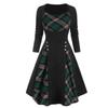 Autumn Women's Plaid Printed Waist Cinching Dress Long Casual Dresses