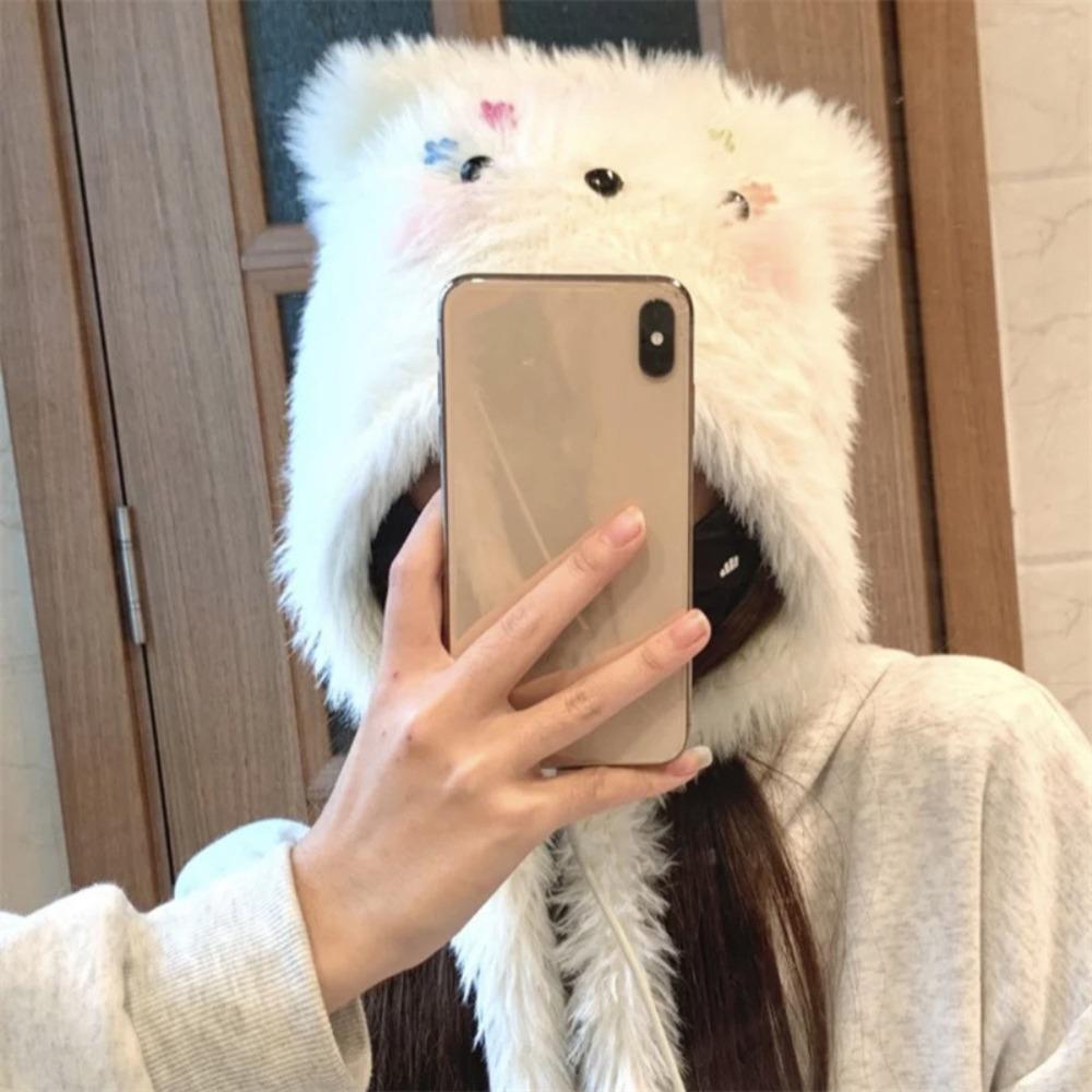 Warm Plush Puppy Hat Soft Ear Protection Hat Sweet Cartoon Fleece Hat  Woman