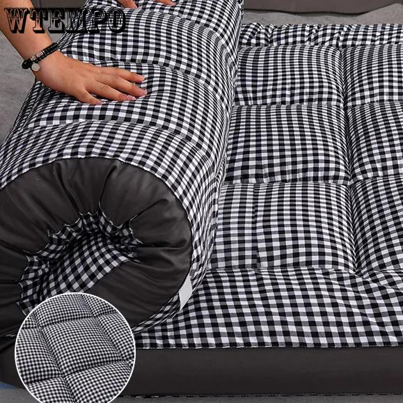 WTEMPO Складной Эластичный Клетчатый Мягкий Матрас Бытовой Гладкий Складной Матрас Недеформируемый Постельный Принадлежности Студенческое Общежитие Арендный Дом Пол Толстый Коврик