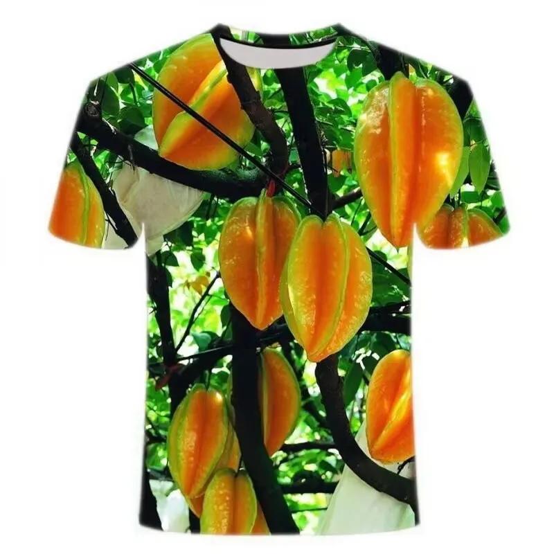 Модные питательные фрукты картинки для мужских футболок трендовая цифровая печать повседневные топы с круглым вырезом и короткими рукавами