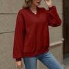 Women's V Neck Oversized Sweatshirts Fleece Long Sleeve Pullover Top