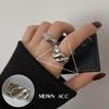 Korean S925 Silver-Plated Three-Layer Retro Hip-Hop Stacking Ring for Women