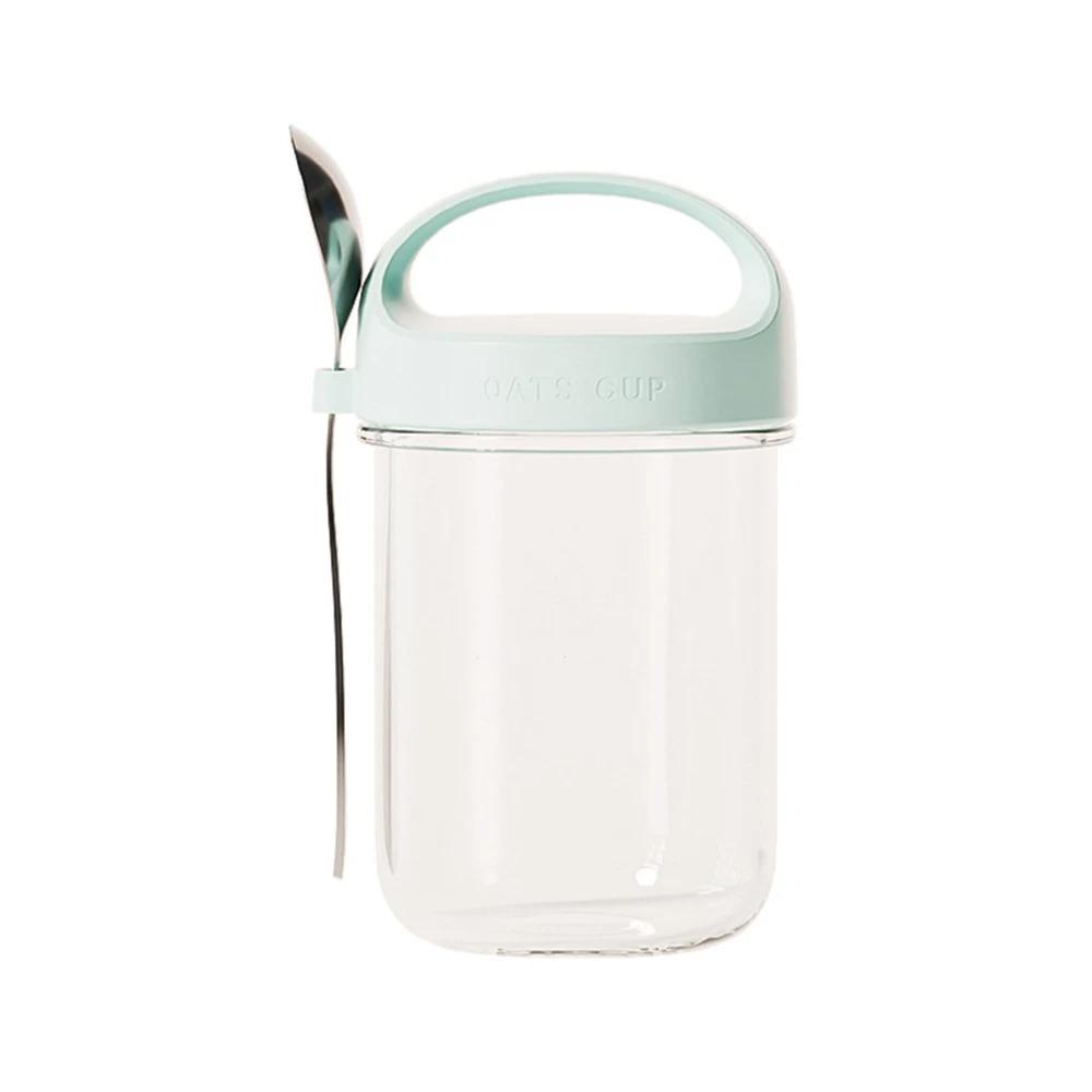 Стакан для овсянки на ночь 430 мл, стеклянный, с крышкой и ложкой, герметичный, для еды, для завтрака, портативный, для хлопьев, молока, салата, йогурта, кухонный предмет