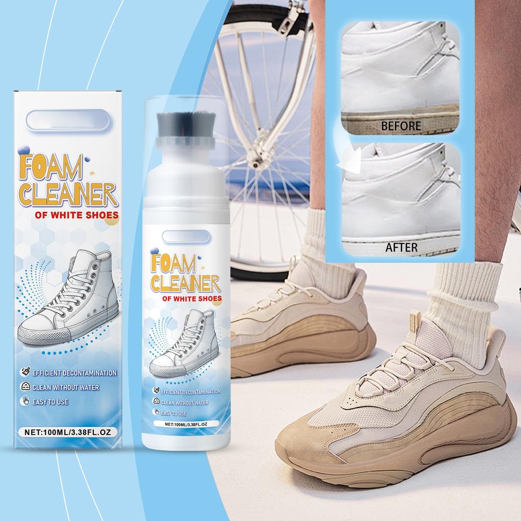 Средство для чистки обуви белого цвета, пена для сухой чистки, средство для чистки спортивной обуви, пена для чистки обуви без воды, 100 мл