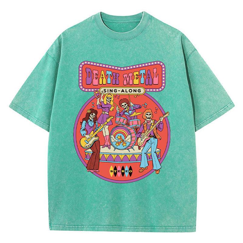 Футболки с принтом Death Metal для женщин, стираные, дышащие, летние, крутые, с коротким рукавом, мягкие, свободные, с принтом Distress, для женщин
