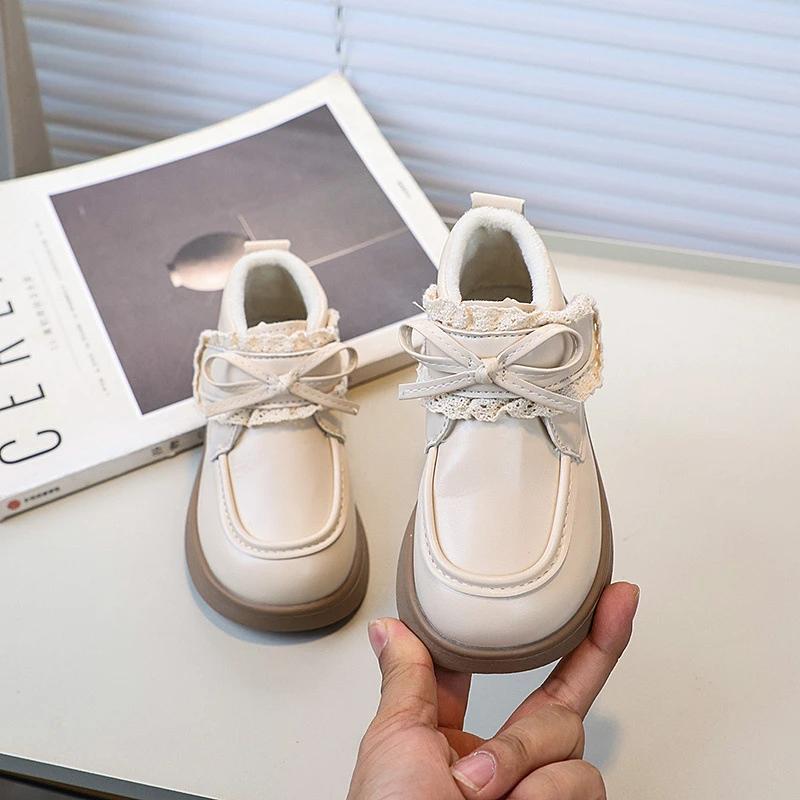 Детская кожаная обувь, зимняя обувь для девочек, милая хлопковая обувь с толстой подошвой, универсальная детская мода, элегантная, шикарная детская обувь для принцессы