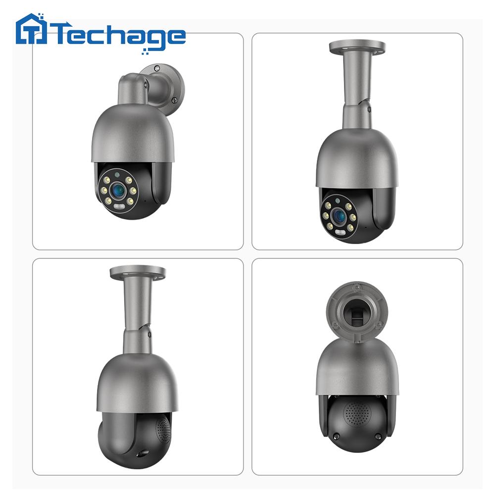 Techage 8-канальная 4-мегапиксельная PTZ-система безопасности POE IP-камера Открытый AI Обнаружение человека Двустороннее аудио-видеонаблюдение NVR Комплект камеры