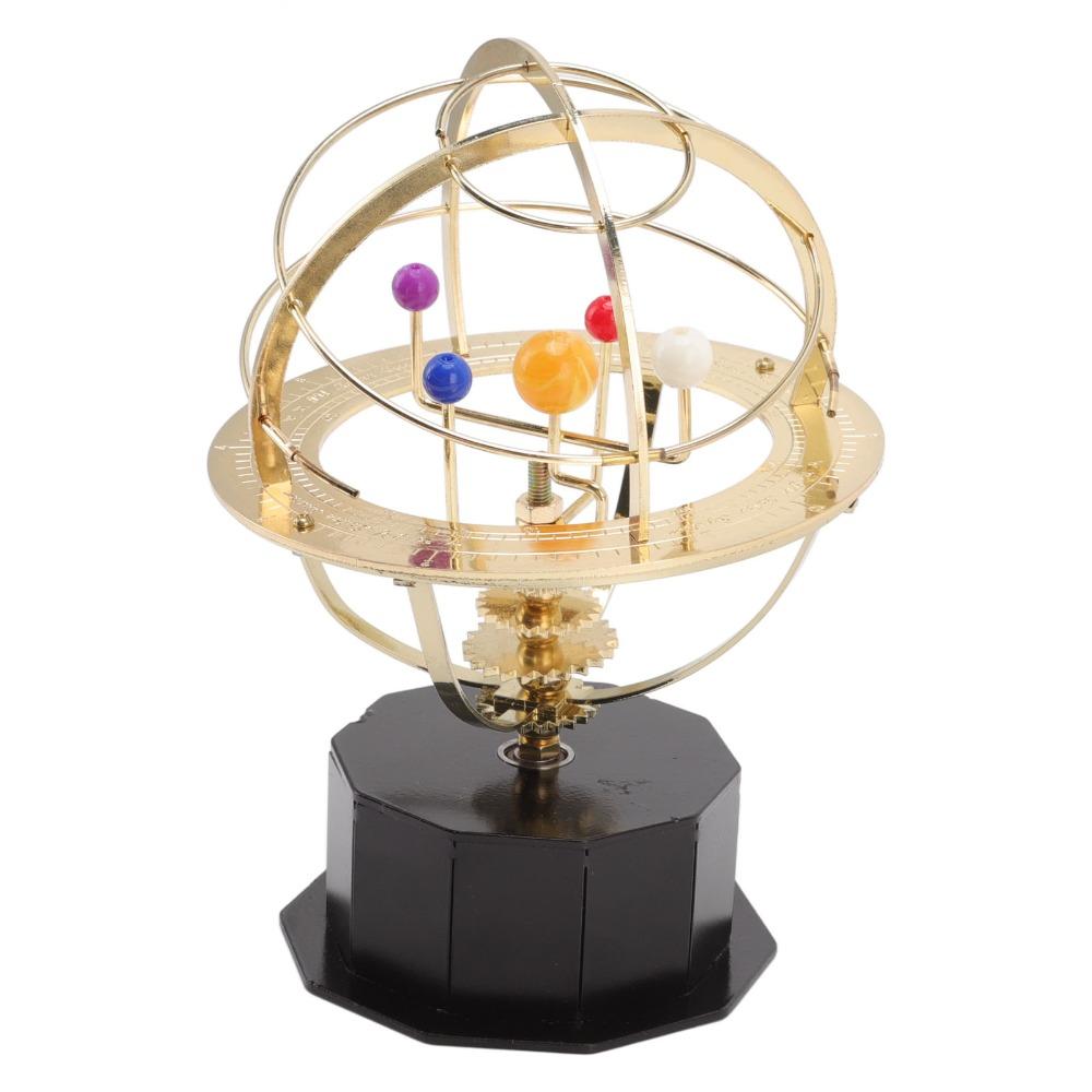 11x16cm Orrery Model Rotating Mechanical Solar System Model Gold Solar System Model Desk Decor