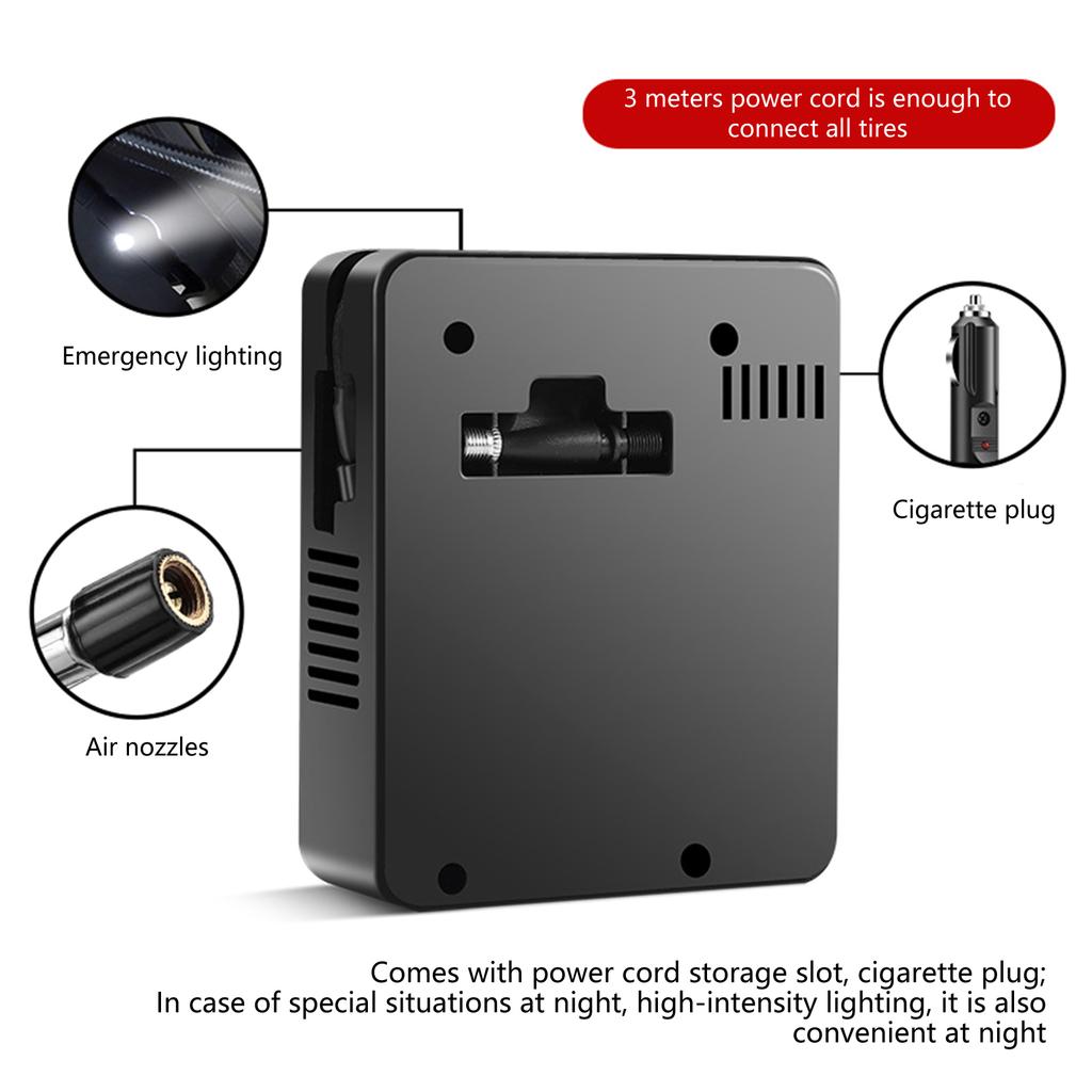 Портативный воздушный компрессор, электрический автомобильный насос, автоматический мотоцикл, велосипед, накачка шин, цифровой манометр, детектор