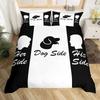 Cat Side and My Side Black White Cat Modern Romantic Theme Comfortable Duvet Quilt Cover Pillowcase Bedding Set Children Bedroom