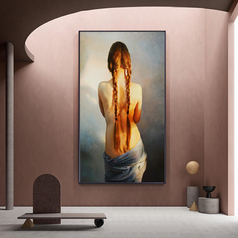 Sexy Nude Golden Women Figure Portrait Art Posters and Prints Canvas Painting Wall Pictures for Living Room Cuadros Home Decor