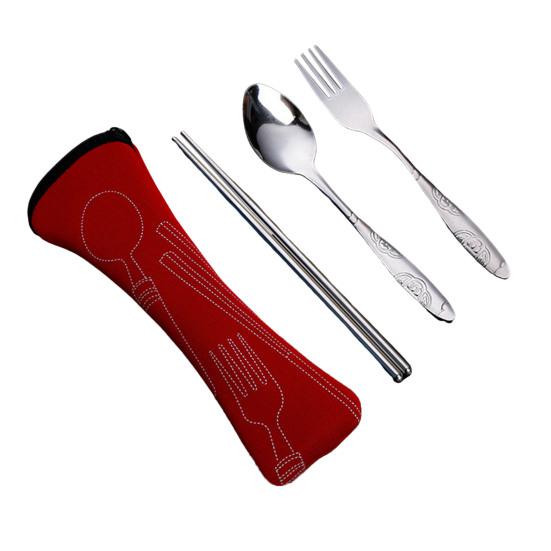 Набор столовых приборов с сумкой на молнии, набор дорожной посуды из нержавеющей стали, вилка, ложка, палочки для еды, прочный чехол для хранения для домашнего ресторана, на открытом воздухе