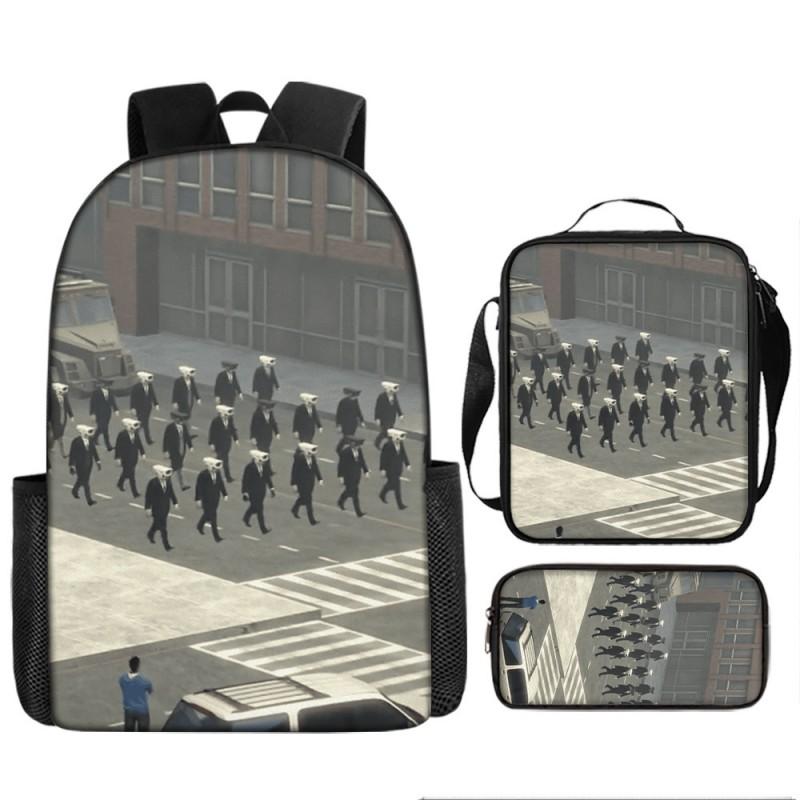 Kids Cartoon Character Backpack Set School Oxford Fabric Breathable Lightweight With Padded Straps
