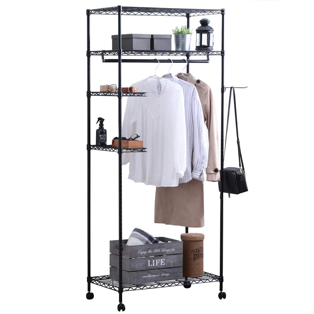 IRIS OHYAMA Metal Steel Wardrobe with Width 75 X Depth 45 X Height 182 Load Capacity 100 Rack, Rack, Rack, Black, Cm, Kg, CMWR-75183